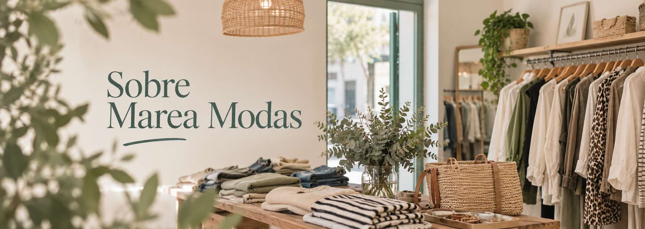 Interior de Marea Modas, tienda de ropa de mujer en Campanillas, Málaga, con prendas de entretiempo, bolsos y complementos.